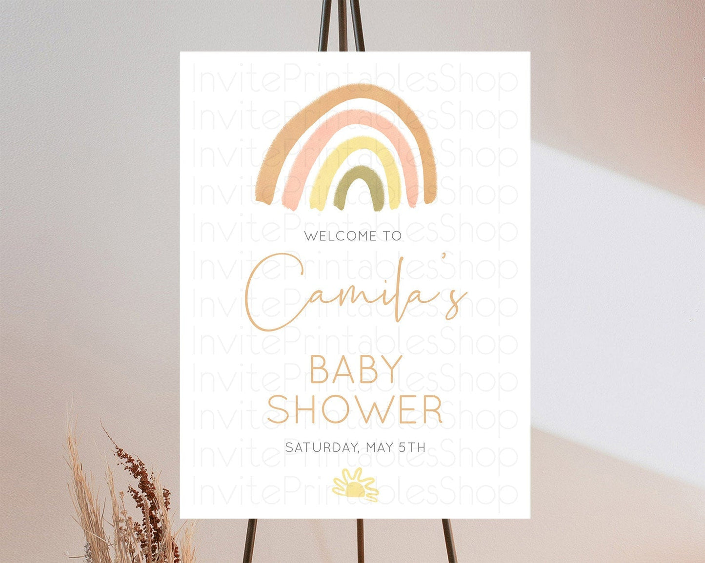 Pastel Rainbow Baby Shower Welcome Sign Boho Rainbow Welcome Board Rainbow Welcome Sign Pastel Welcome Decor Rainbow Welcome Sign D10684