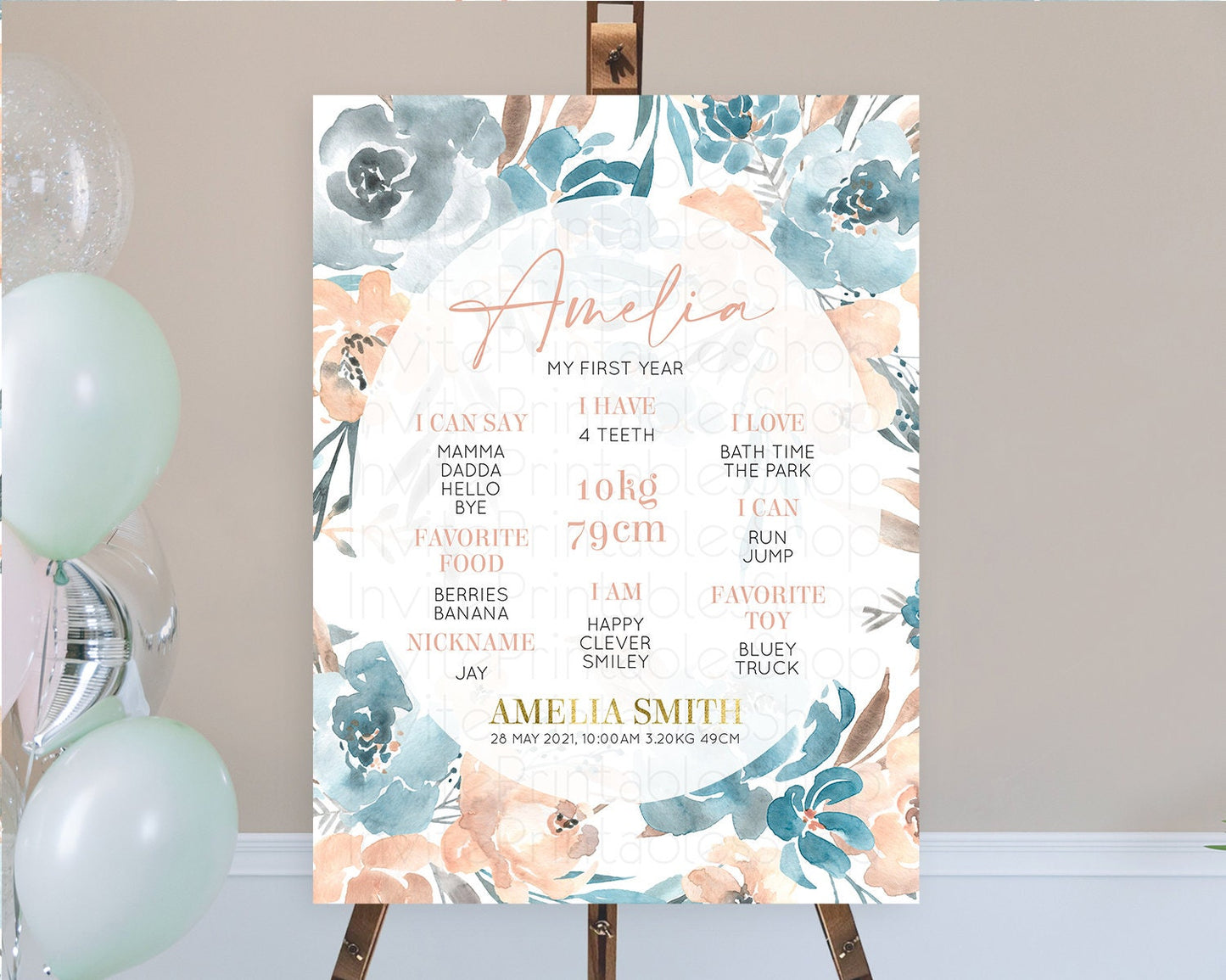 Secret Garden Milestone Board Wildflower First Birthday Milestone Poster Pastel Flowers Milestone Boho Wildflower 1st Birthday Sign D10190