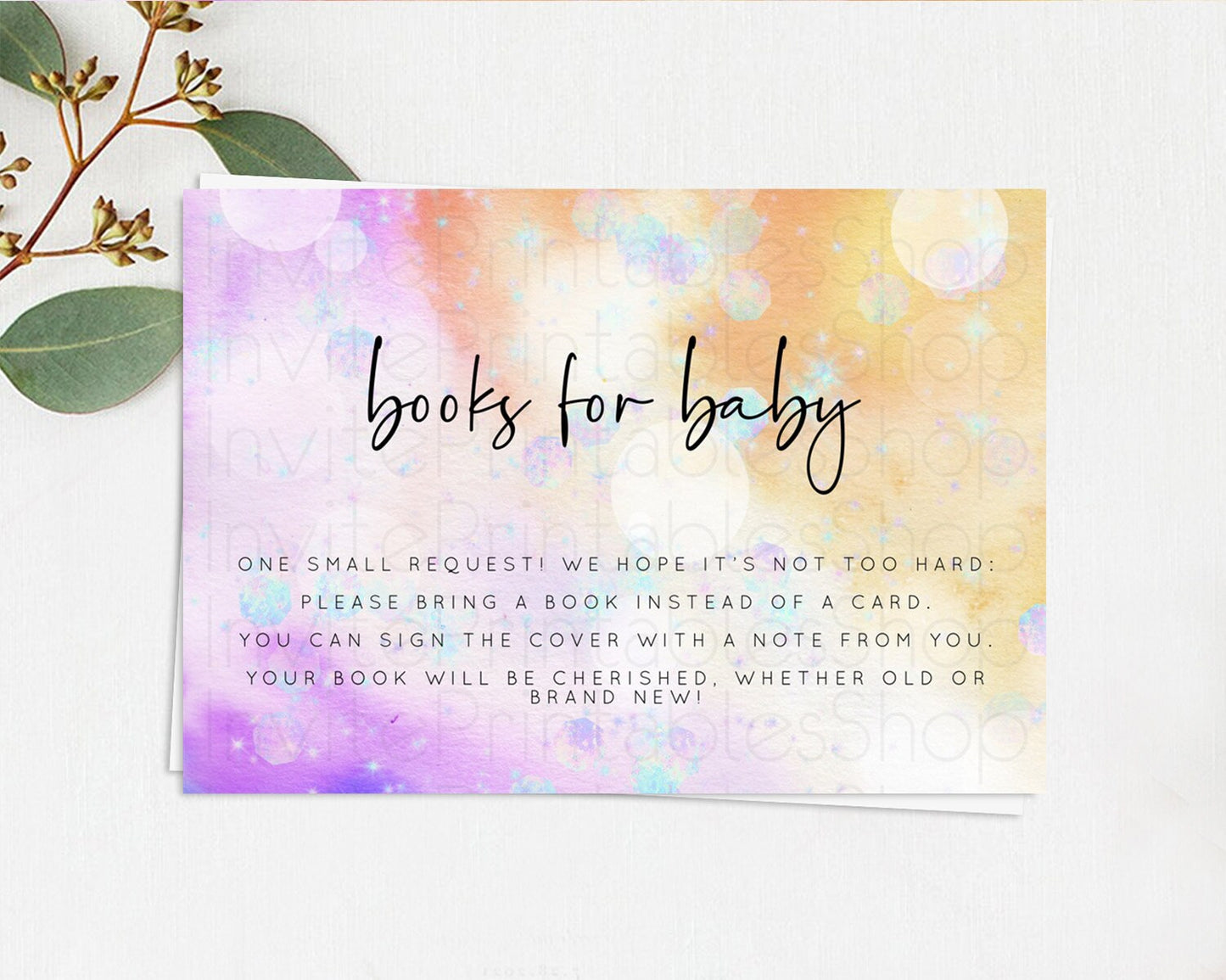 Rainbow Books For Baby Card Pastel Book Insert Colorful Pastel Watercolor Ombre Book Card Iridescent Sprinkles Book Poem Request D10690