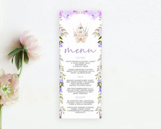Editable Princess Menu Castle Menu Template Secret Garden Table Decor Enchan