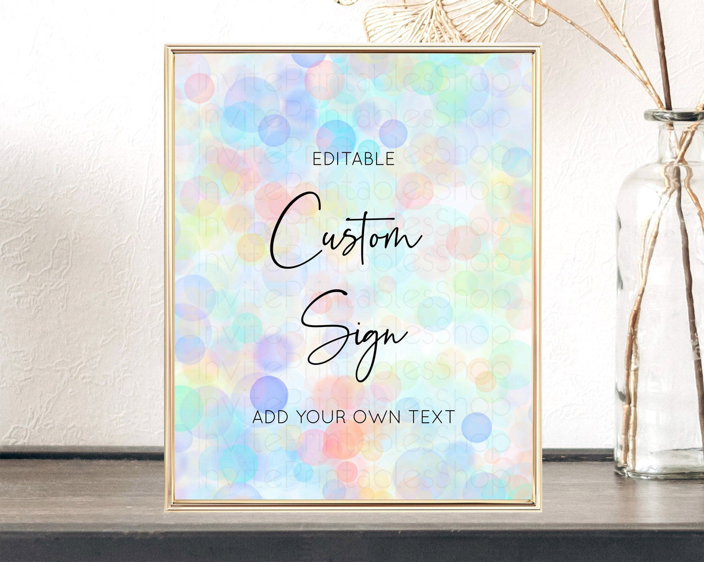 Pastel Bubbles Sign Colorful Confetti Table Sign Decor Bubble Bath Party Rainbow Sprinkles 1st Birthday Baby Shower Baptism Wedding D10444
