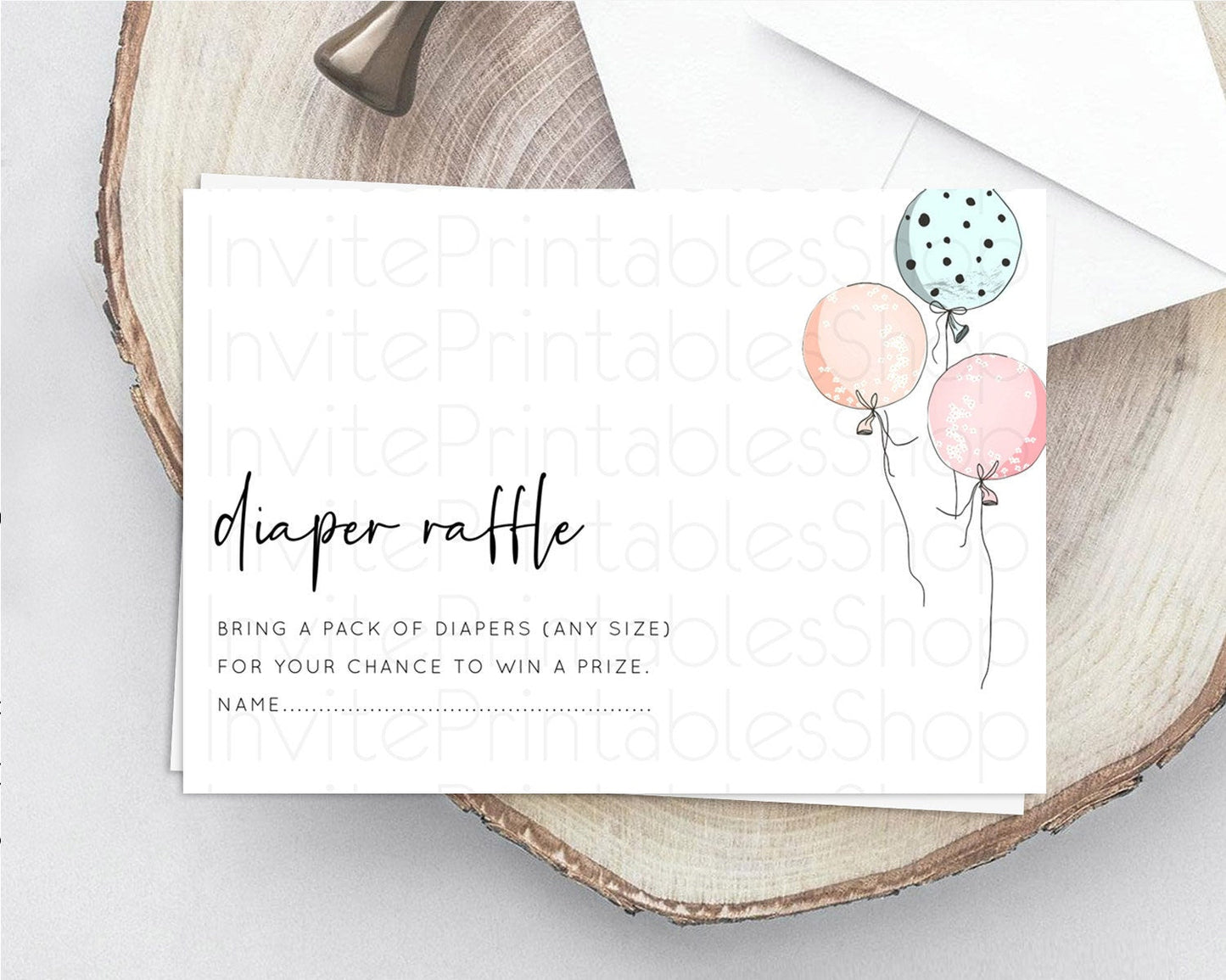 Pastel Balloons Diaper Raffle Card Colorful Balloon Diaper Raffle Insert Rainbow Balloon Diaper Ticket Confetti Balloon Raffle Game D10868