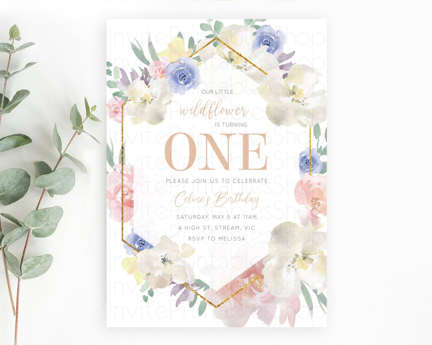 Secret Garden Invitation Wildflower Birthday Invitation Pastel Flowers Invite Enchanted Garden Boho Floral 3rd 2nd First Birthday D10254