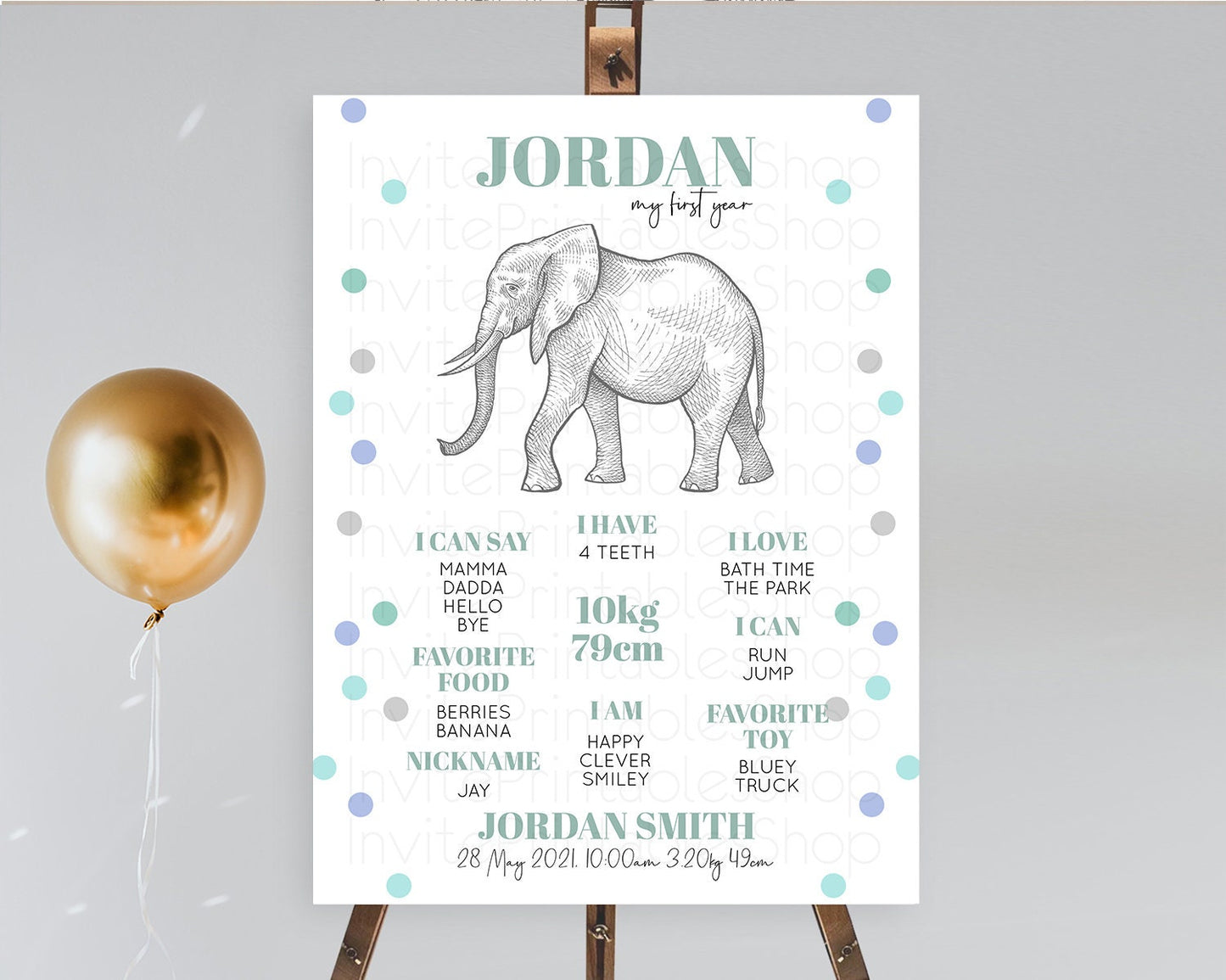 Elephant First Birthday Milestone Board Elephant Milestone Poster One Wild Year Safari Adventure Elephant Zoo Birthday Welcome Sign D10859