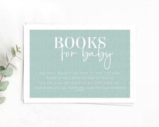 Green Books For Baby Card Plain Green Book Insert Minimalist Pastel Green Book Card Green Simple Baby Shower Book Poem Request D10736