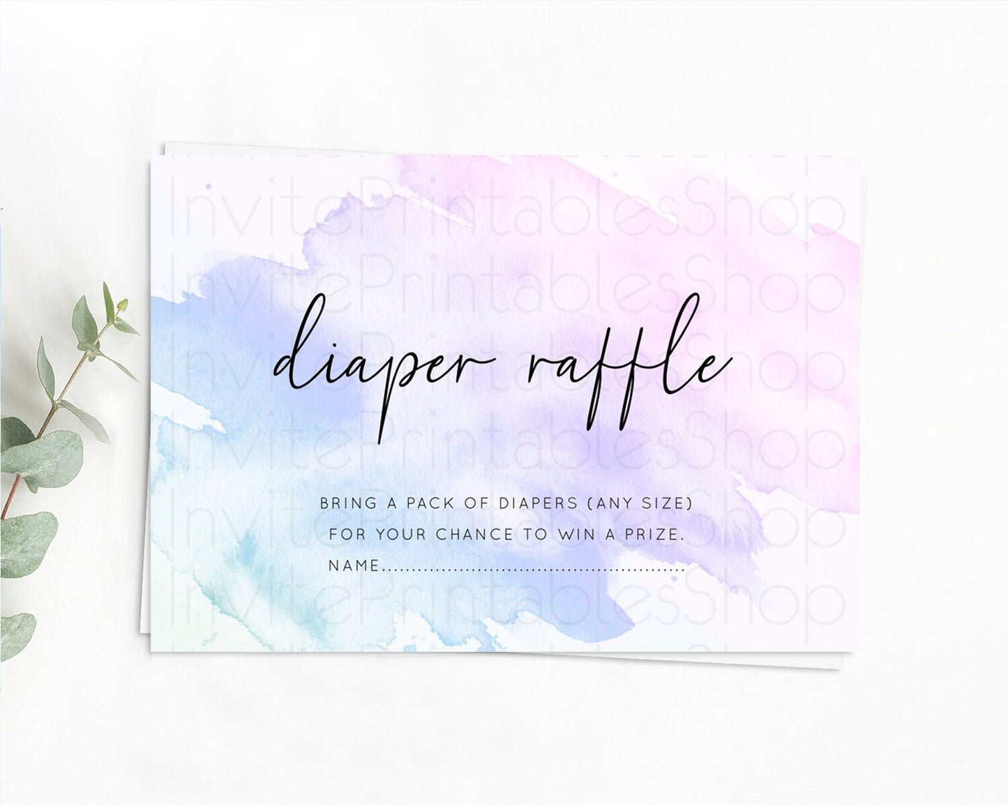 Purple Diaper Raffle Card Watercolor Diaper Raffle Insert Pastel Purple Baby Shower Diaper Ticket Purple Watercolor Raffle Game D10165