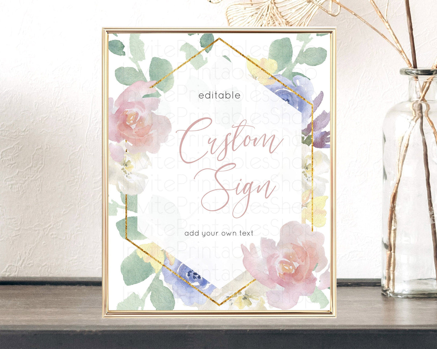 Wildflower Floral Table Sign Decor Secret Garden Sign Template Pastel Floral Garden Party Boho Flowers Birthday Baby Shower Wedding D10254