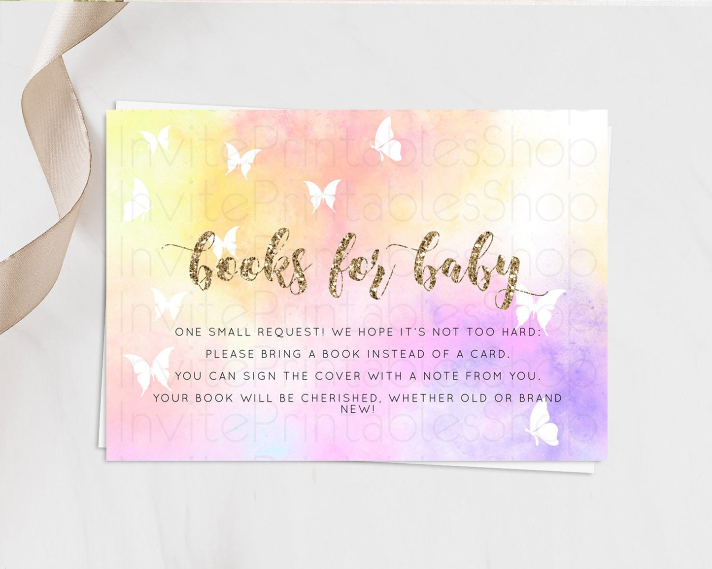 Pastel Books For Baby Card Pastel Rainbow Book Insert Colorful Ombre Watercolor Book Card Confetti Glitter Baby Book Poem Request D10435
