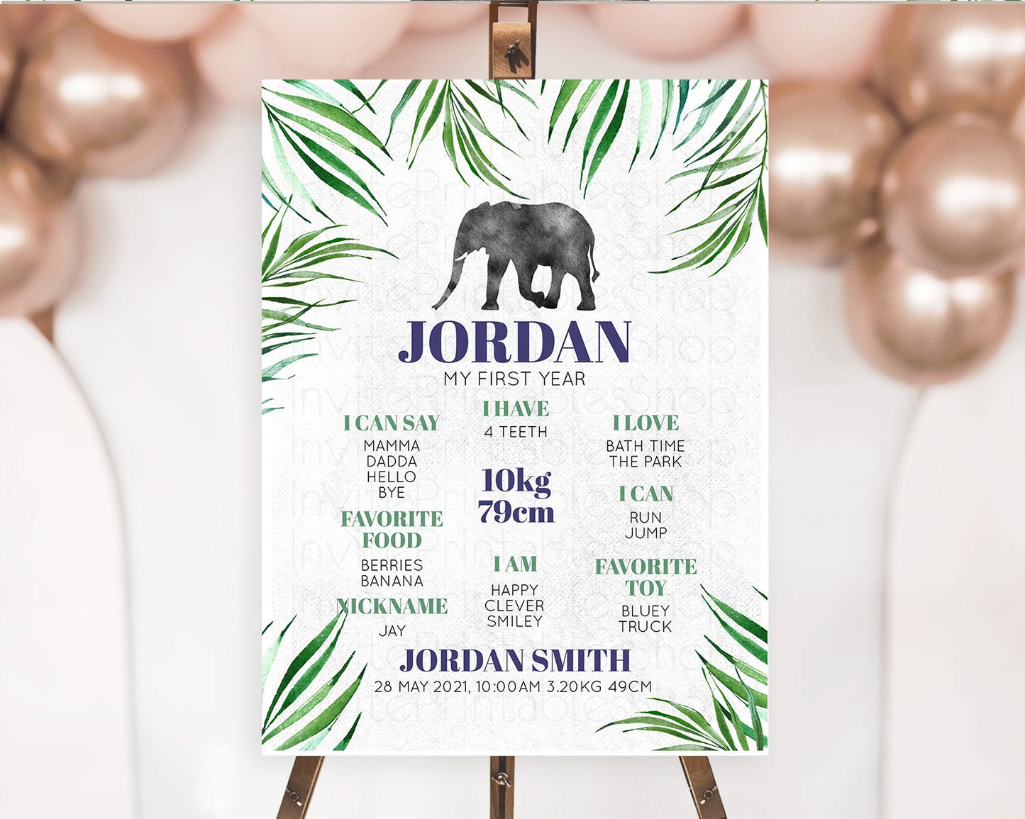 Elephant First Birthday Milestone Board Elephant Milestone Poster One Wild Year Safari Adventure Elephant Zoo Birthday Welcome Sign D10842