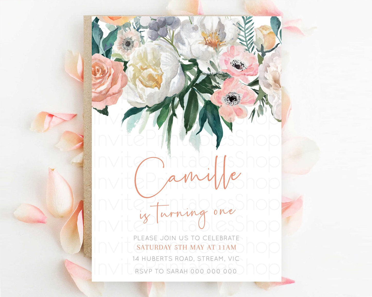 Secret Garden Invitation Wildflower Birthday Invitation Pastel Flowers Invite Enchanted Garden Boho Floral 3rd 2nd First Birthday D10717