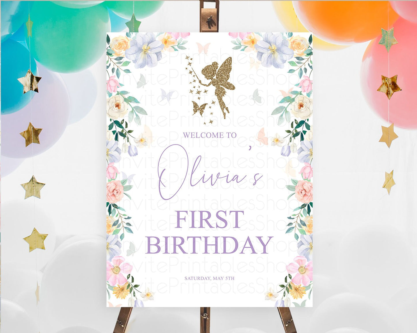 Fairy Welcome Sign Fairy Welcome Board Enchanted Garden Pastel Floral Butterfly Decor Secret Garden First Birthday Welcome Sign D10474