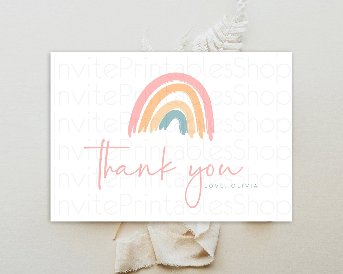 Pastel Rainbow Thank You Boho Rainbow Thank You Card Rainbow Birthday Thank You Cards Pastel Rainbow Teacher Thank You Card Template D10351