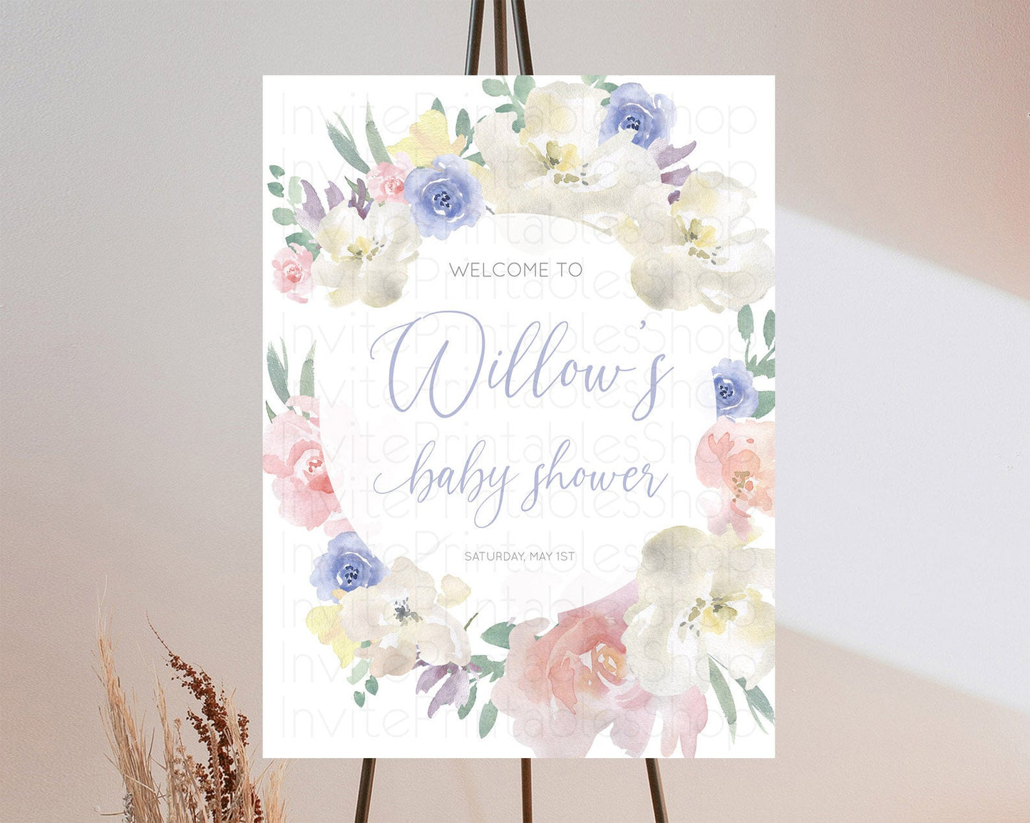 Secret Garden Baby Shower Welcome Sign Wildflower Welcome Board Pastel Flower Garden Welcome Poster Boho Wildflower Welcome Sign D10841