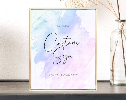 Editable Purple Watercolor Sign Ombre Purple Watercolor Table Sign Decor Spl