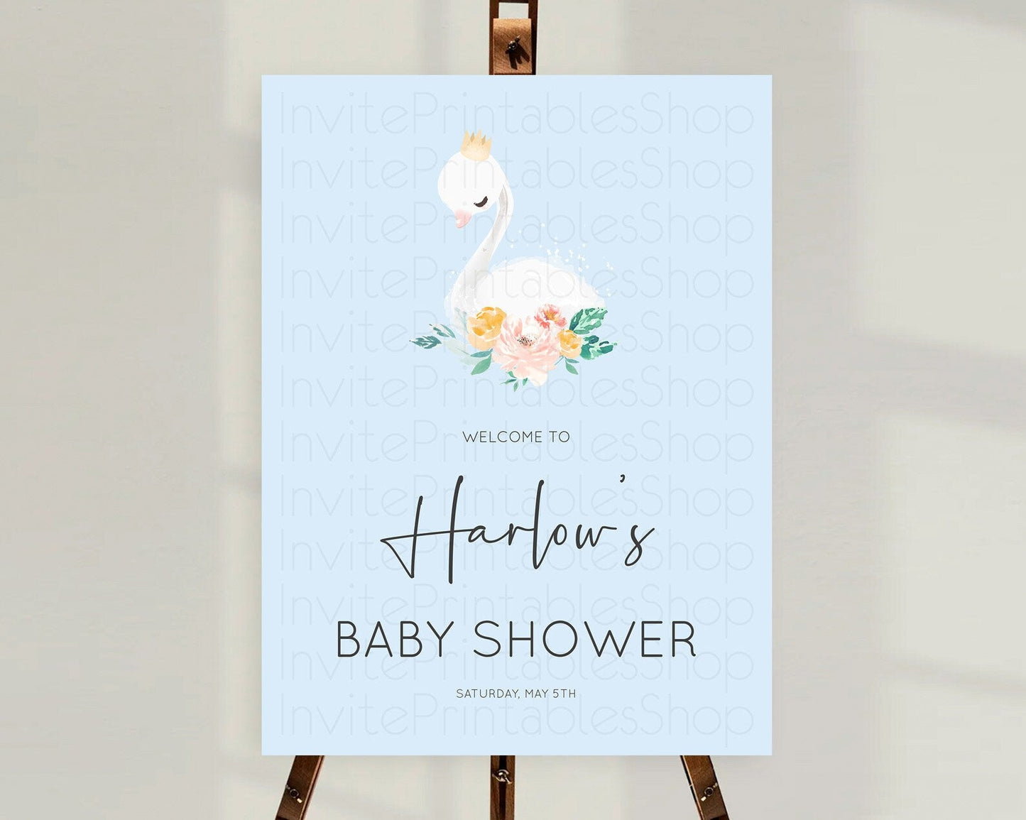 Swan Baby Shower Welcome Board Swan Princess Ballet Welcome Sign Enchanted Swan Lake Secret Garden Pastel Floral Swan Welcome Sign D10903