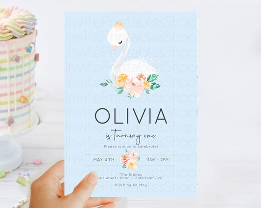 Editable Swan Birthday Invitation Swan Princess Ballet Invitation Enchanted