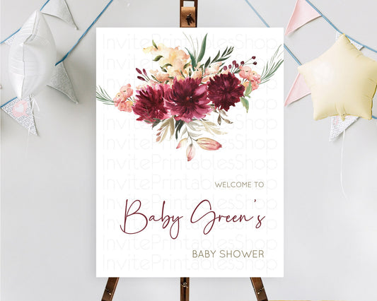 Editable Secret Garden Baby Shower Welcome Sign Wildflower Welcome Board Pas