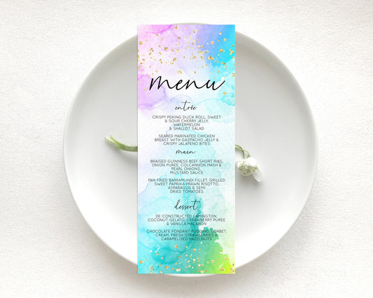 Editable Pastel Menu Pastel Rainbow Menu Template Colorful Pastel Table Deco