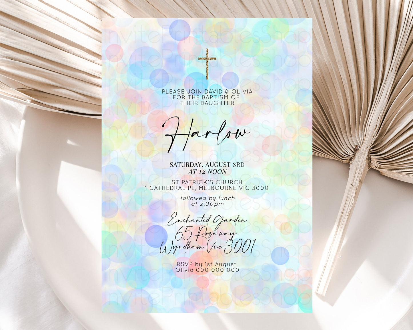 Pastel Baptism Invitation Bath Bomb Party Invitation Pastel Bubbles Baptism 1st Birthday Invitation Watercolour Christening Invite D10446