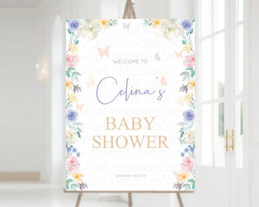 Editable Secret Garden Baby Shower Welcome Sign Wildflower Welcome Board Pas