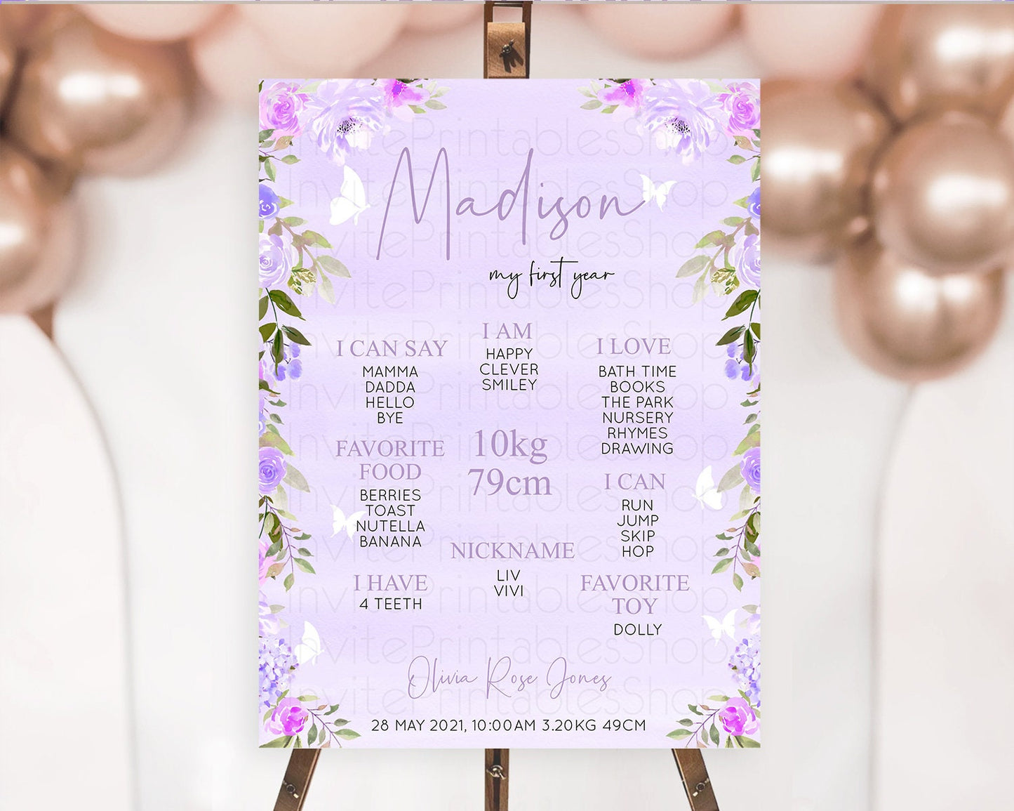 Secret Garden Milestone Board Wildflower First Birthday Milestone Poster Pastel Flowers Milestone Boho Wildflower 1st Birthday Sign D10719