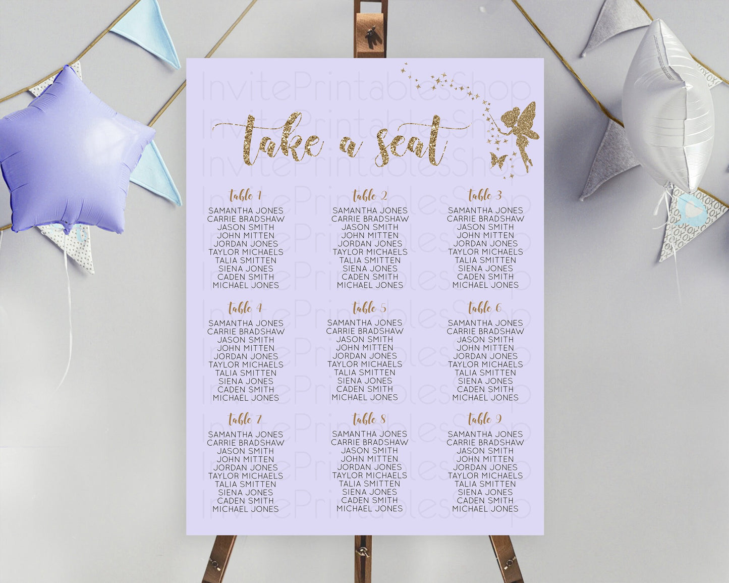 Fairy Seating Chart Pastel Fairy Seating Chart Fairy Tea Party Fairy Garden Seating Sign Enchanted Garden Floral Butterfly Décor D10389