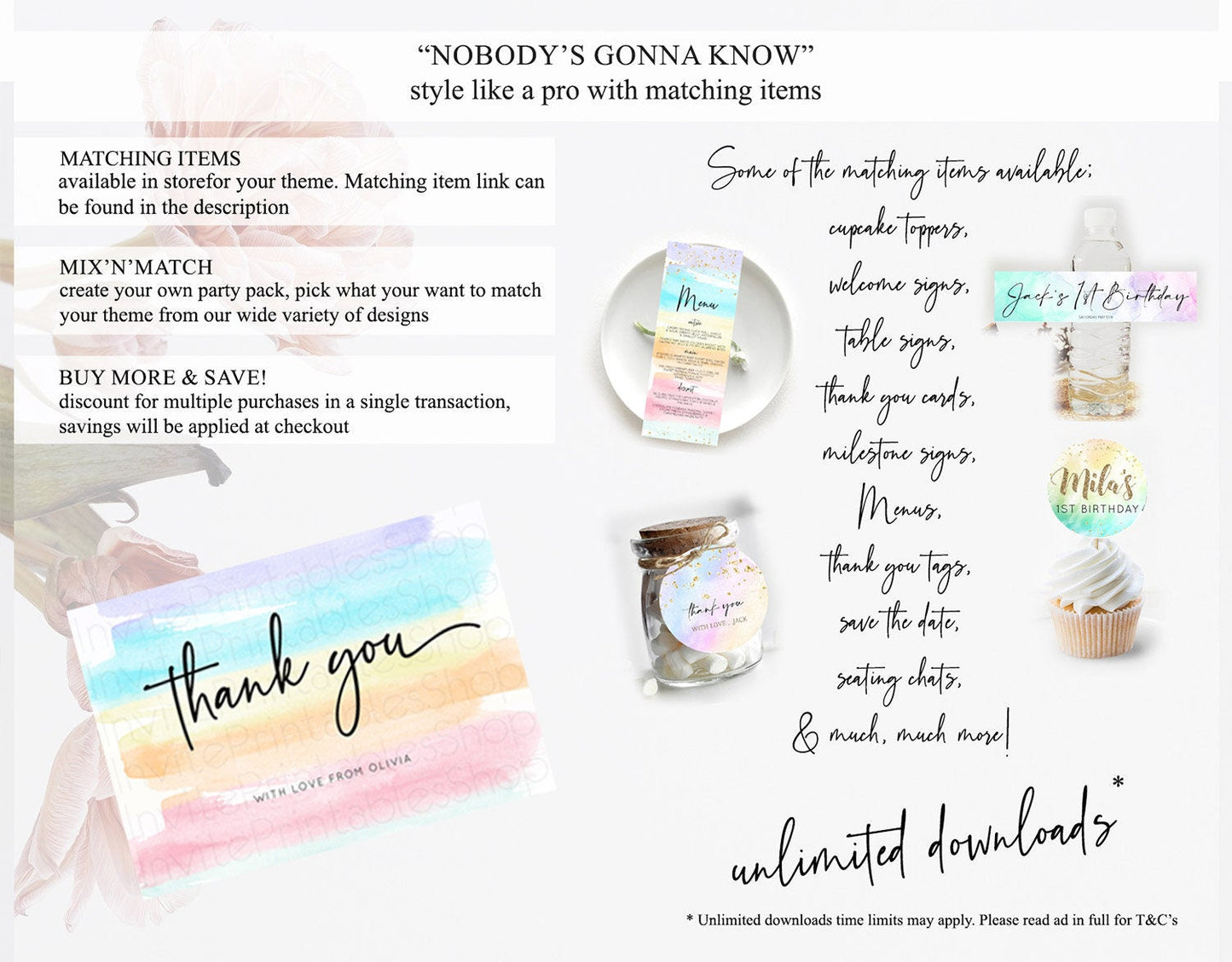 Pastel Thank You Rainbow Thank You Card Colorful Pastel Birthday Thank You Card Confetti Watercolor Pastel Teacher Thank You Cards D10505