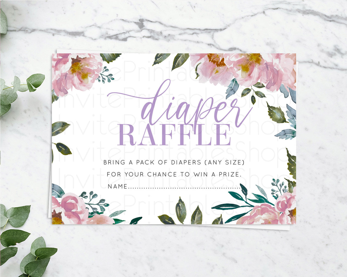 Secret Garden Diaper Raffle Card Boho Wildflower Diaper Raffle Insert Pastel Flower Garden Baby Shower Card Flower Raffle Game D10729