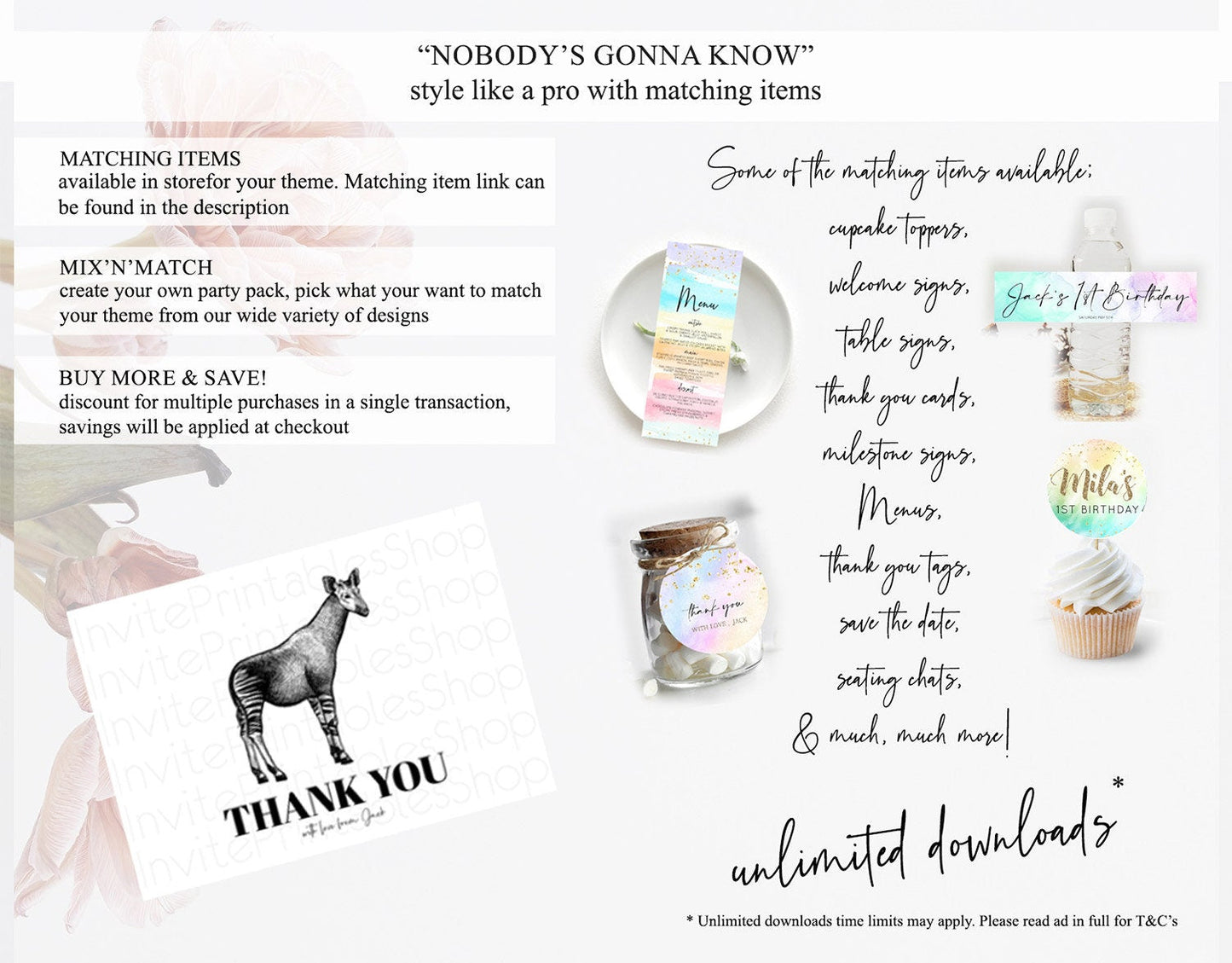 Okapi Thank You Okapi Thank You Card Okapi Party Cards Birthday Thank You Card Safari Card Template Okapi Teacher Thank You Cards D10283