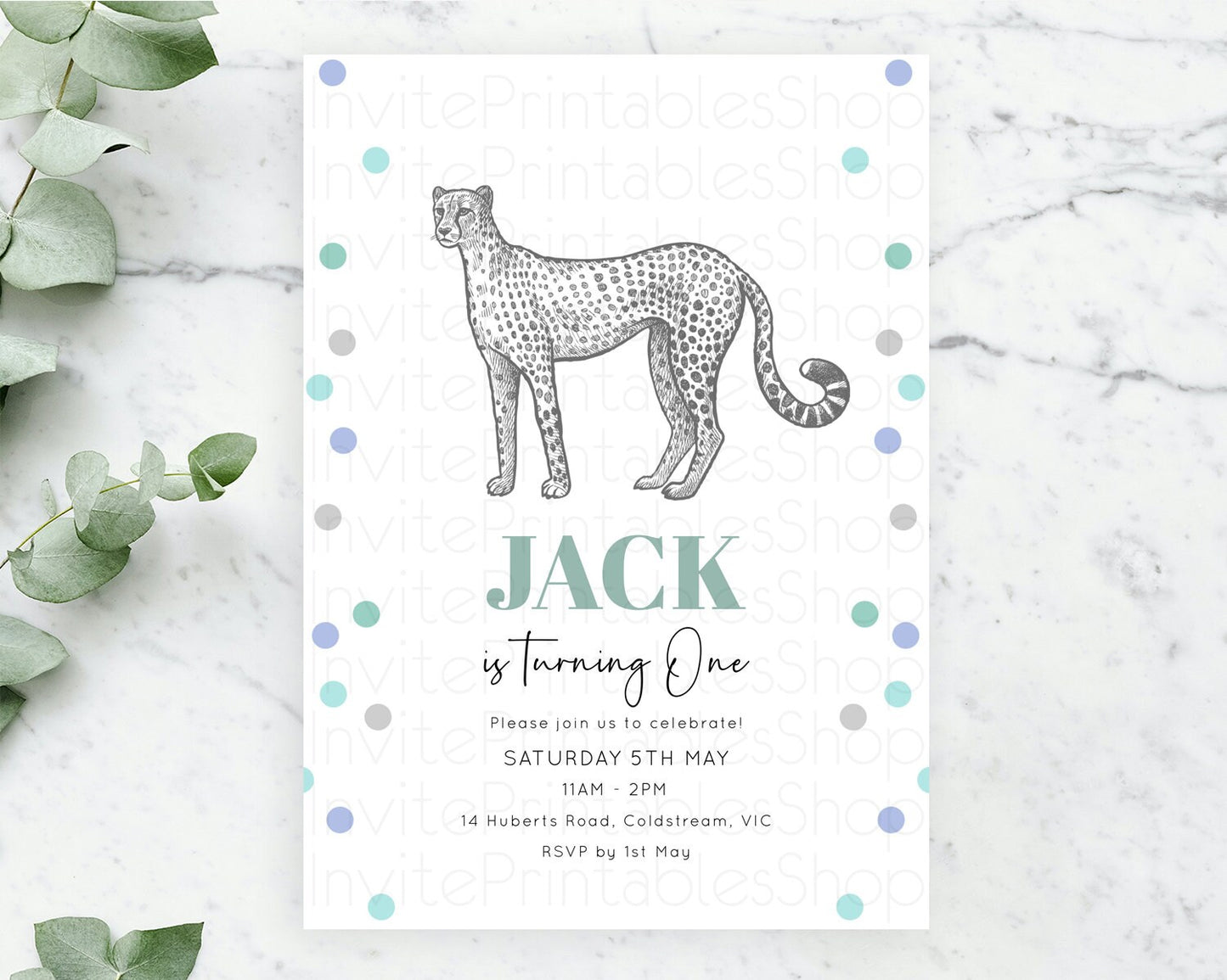 Cheetah Birthday Invitation Cheetah Invitation Cheetah Birthday Cheetah Safari Adventure Invite Cheetah Palm Leaf Invite Zoo Party D10857