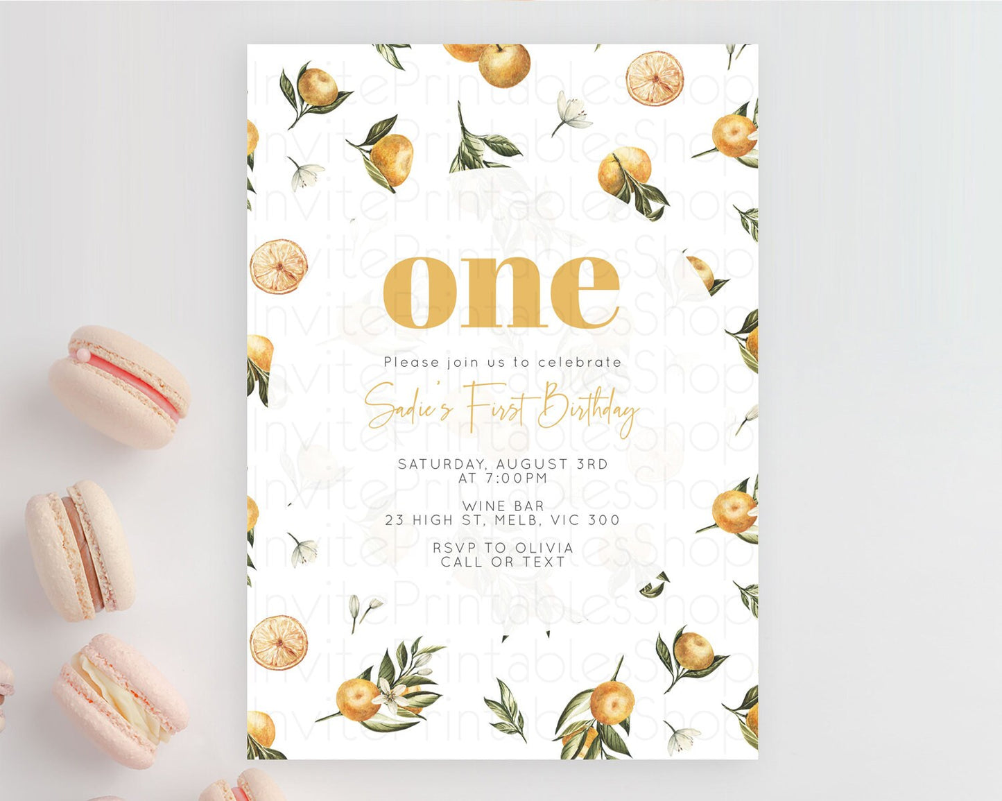 Citrus Birthday Invitation Lemon Invitation Orange Invitation Citrus Garden Birthday Citrus Floral Invitation 2nd 1st First Birthday D10545