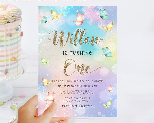 Editable Pastel Butterfly Birthday Invitation Butterfly Birthday Invitation