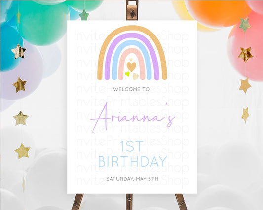 Editable Pastel Rainbow Welcome Sign Boho Rainbow Welcome Board Rainbow Welc