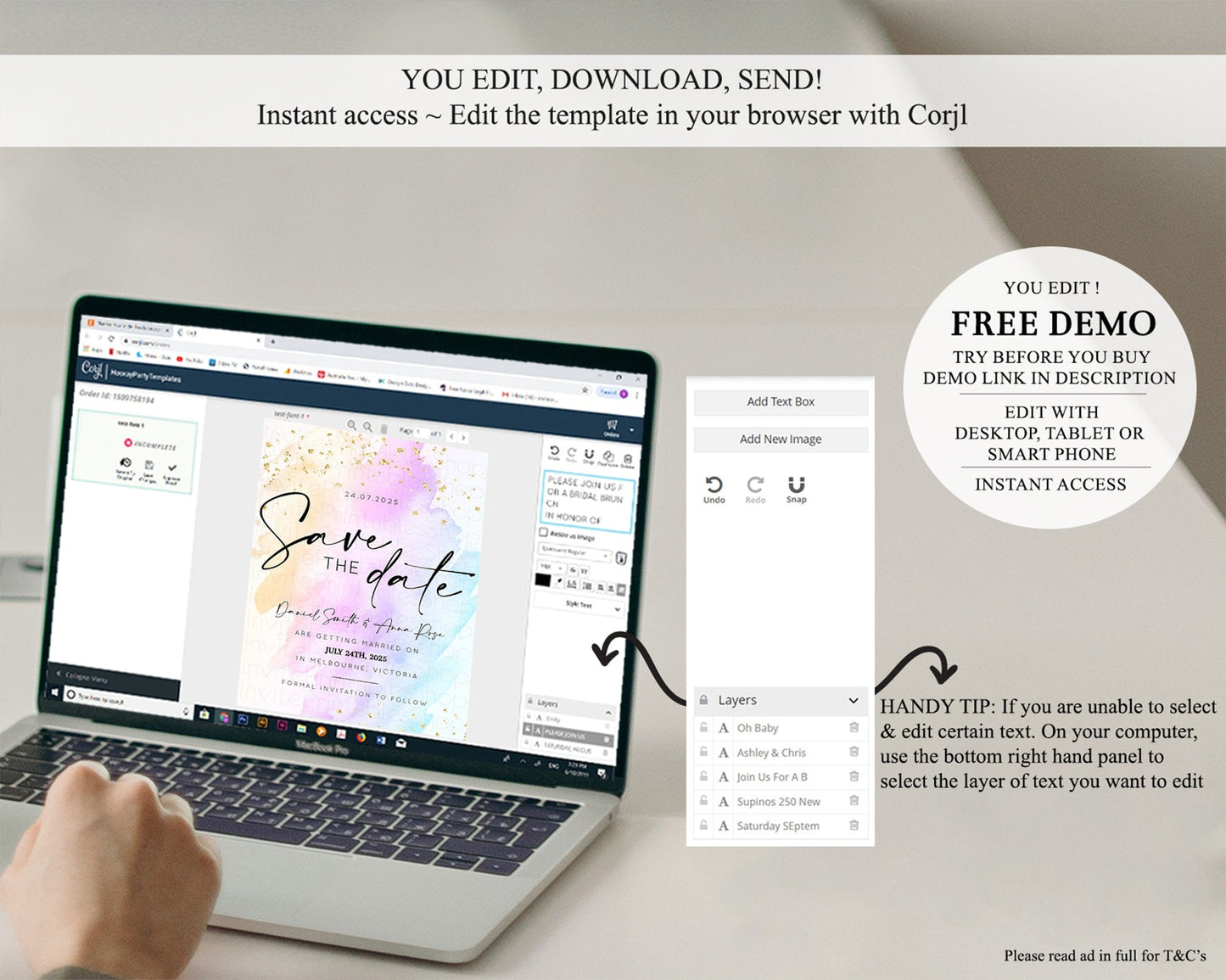 Pastel Save The Date Template Pastel Ombre Rainbow Watercolor Colorful Party For Birthday Baptism Baby Shower Wedding Bridal Shower D10175