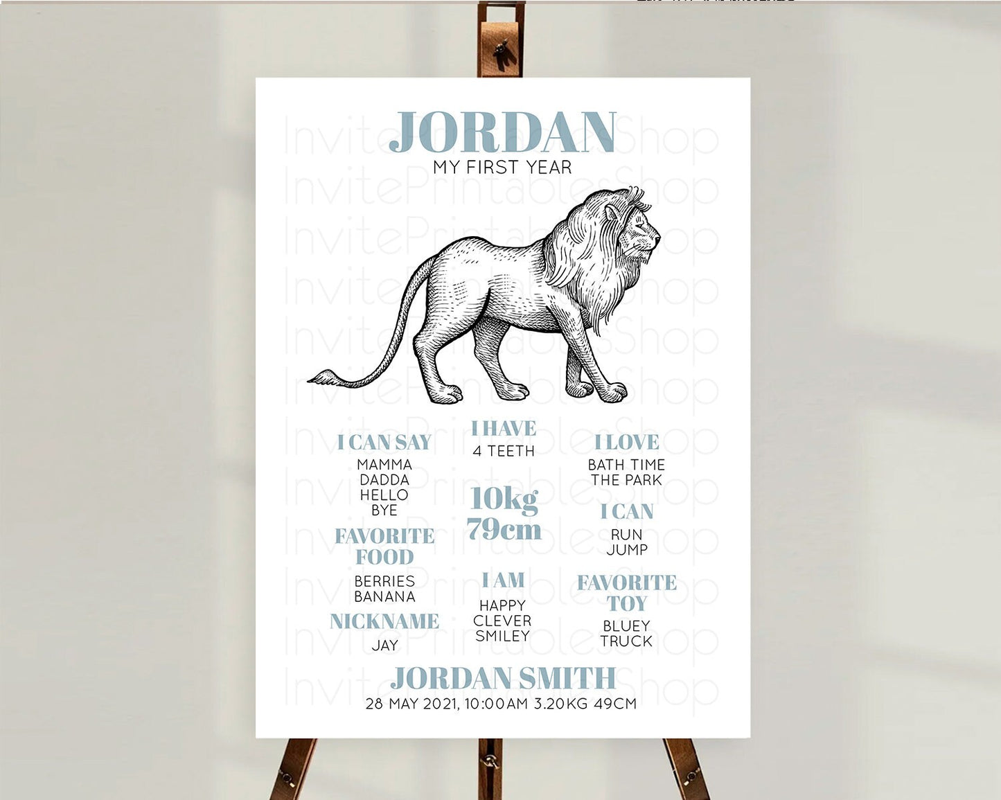 Lion First Birthday Milestone Board Lion Milestone Poster Lion Decor Safari Adventure Palm Leaf Lion First Birthday Welcome Sign D10246