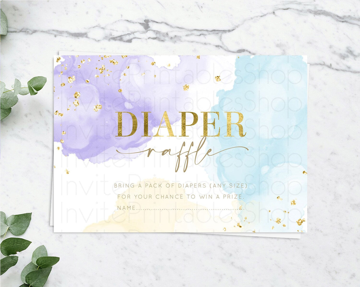 Pastel Diaper Raffle Card Pastel Rainbow Diaper Raffle Insert Colorful Ombre Watercolor Diaper Ticket Confetti Glitter Raffle Game D10206
