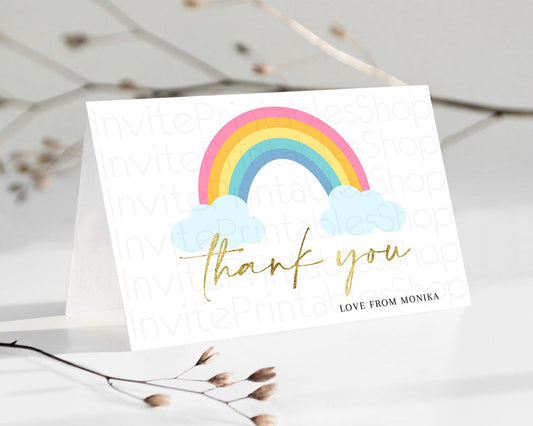 Editable Pastel Rainbow Thank You Boho Rainbow Thank You Card Rainbow Birthd