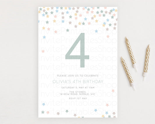 Editable Star Birthday Invitation Pastel Stars Invite Shooting Star Party Ra