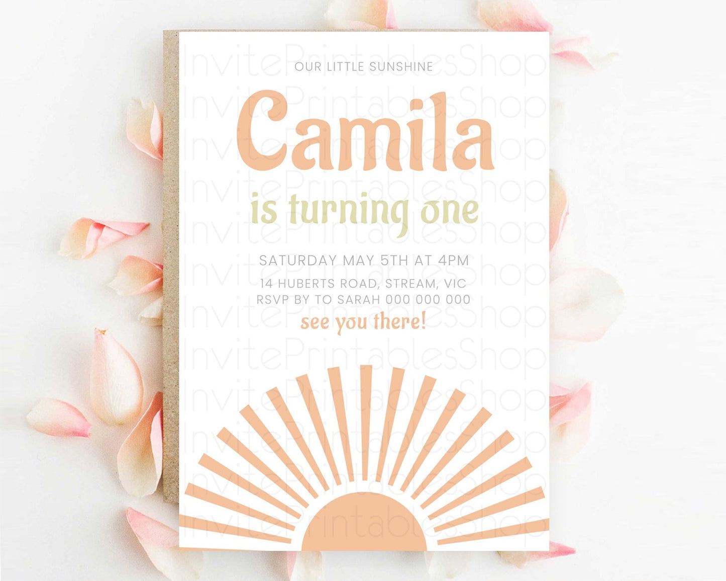 Miss Sunshine Invitation Little Sunshine Birthday Invitation Sun Invitation 1st Year Around Sun Boho Sun Party First Birthday Card 100202