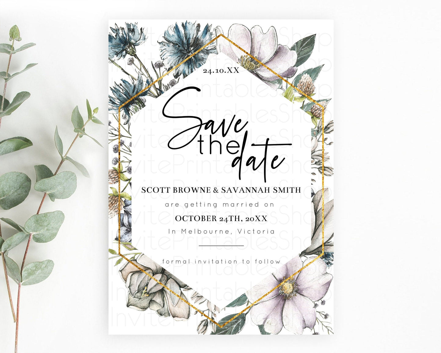 Wildflower Save The Date Template Secret Garden Save The Date Pastel Floral Garden Party Boho Flowers Birthday Baby Shower Wedding D10501