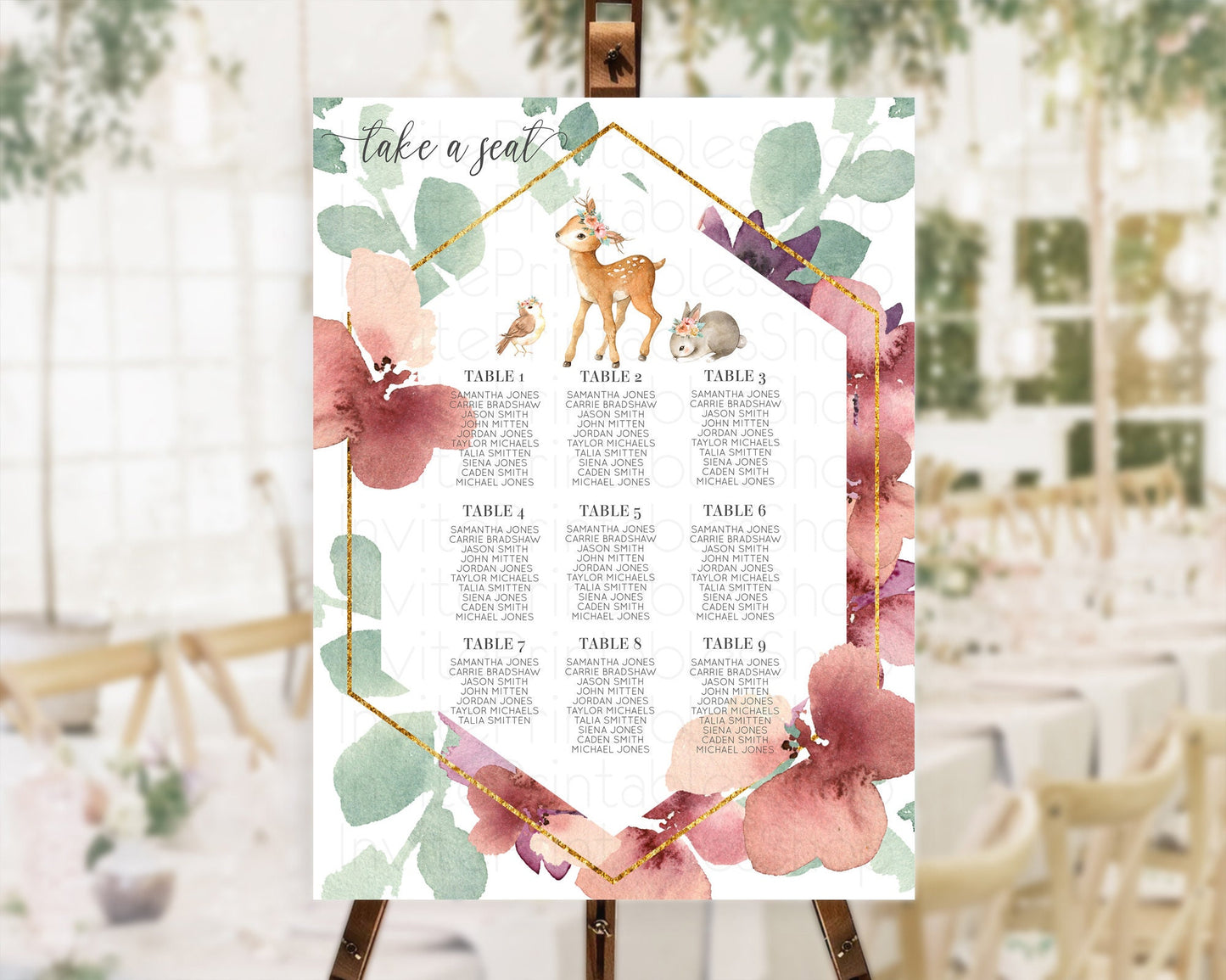 Editable Fawn Seating Chart Deer Seating Chart Enchanted Forest Party Butter
