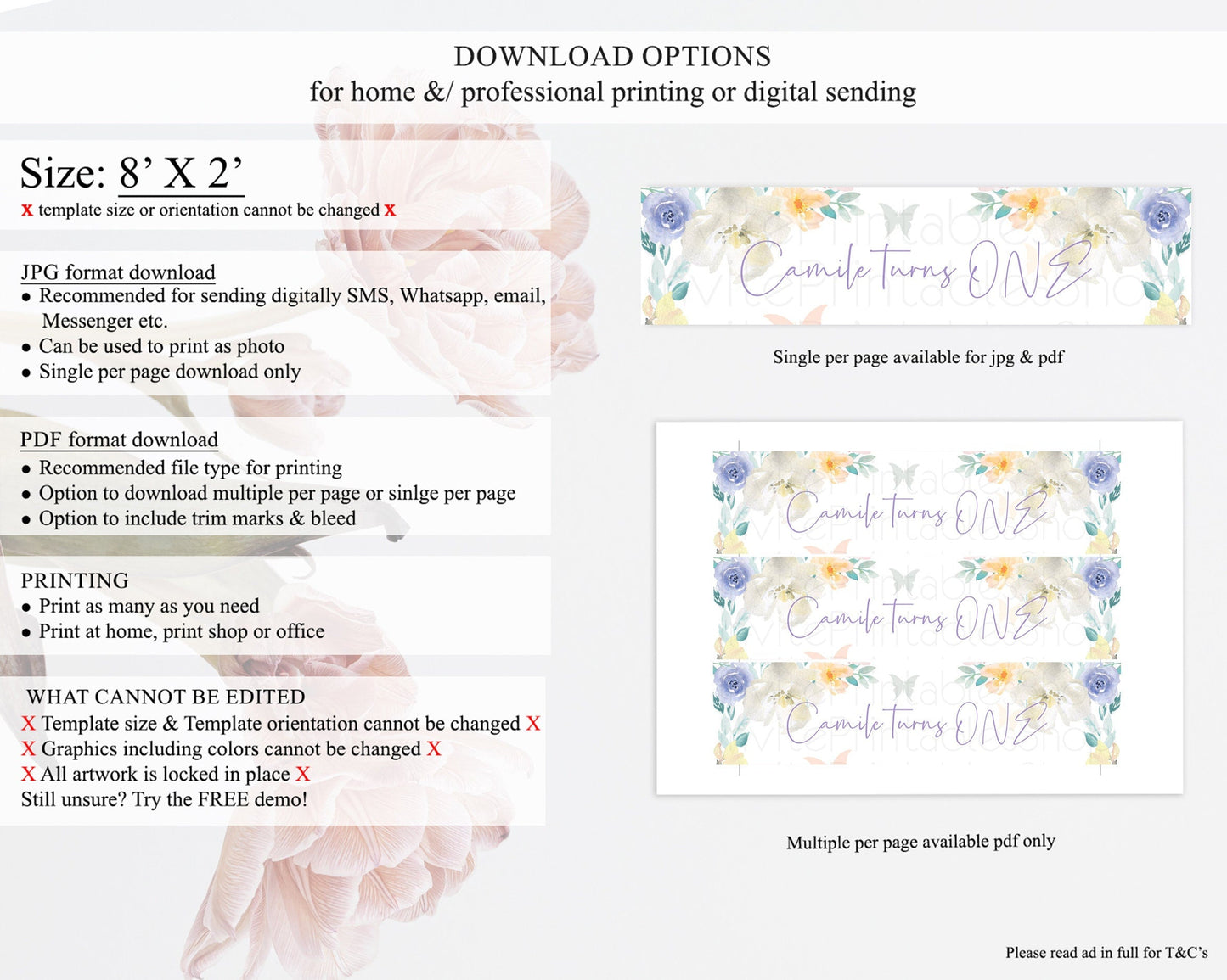 Wildflower Water Label Template Secret Garden Water Label Pastel Floral Garden Party Decor Boho Flowers Birthday Baby Shower Wedding D10710