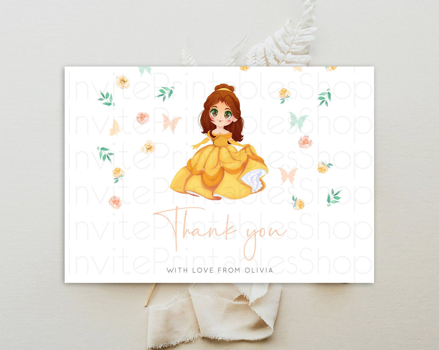 Princess Thank You Castle Thank You Card Secret Garden Birthday Thank You Card Enchanted Castle Pastel Floral Teacher Thank You Card D10890