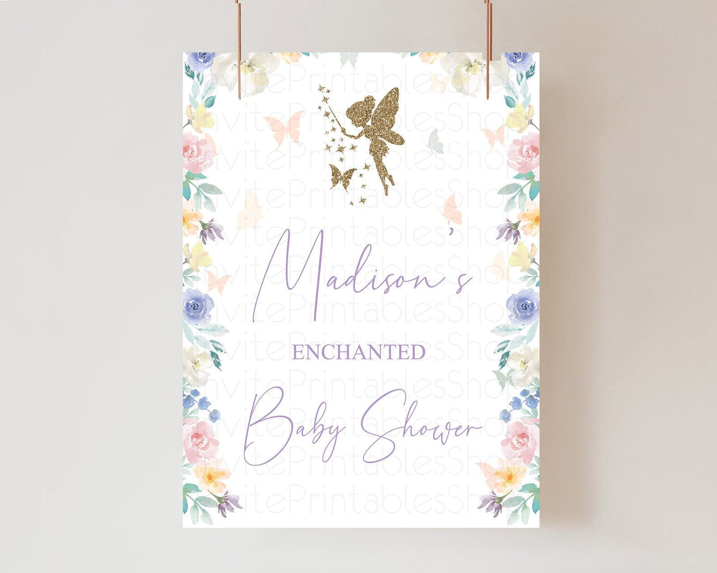 Fairy Baby Shower Welcome Sign Fairy Welcome Board Enchanted Garden Pastel Floral Butterfly Decor Secret Garden Fairy Welcome Sign D10761