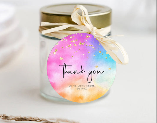 Editable Tie Dye Thank You Gift Tags Rainbow Tie Dye Thank You Tags Pastel F
