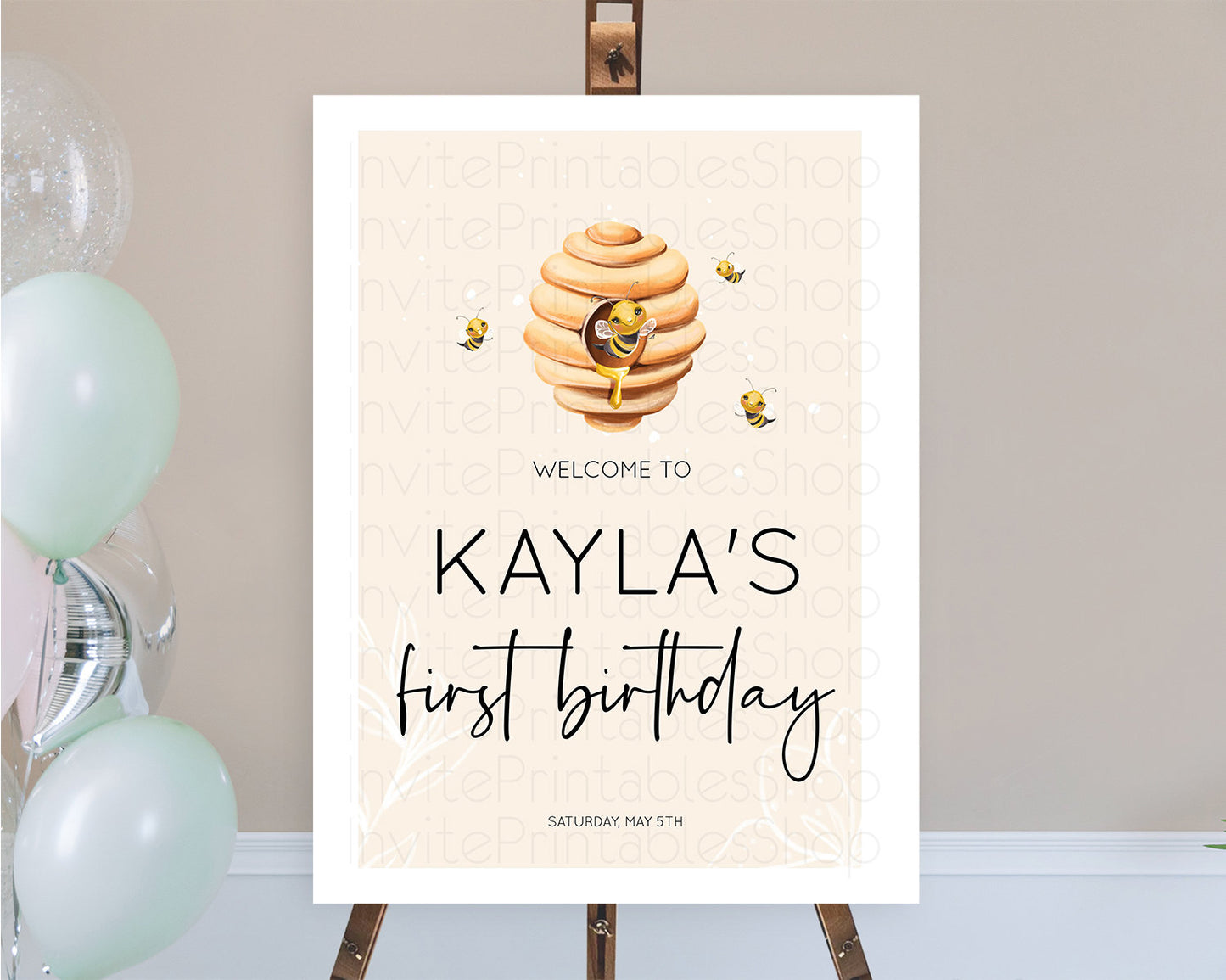 Bee Welcome Sign Bee Birthday Welcome Board Bee Day Sign Beehive Welcome Board Sweet Honey Bee Yellow First Birthday Welcome Sign D10754