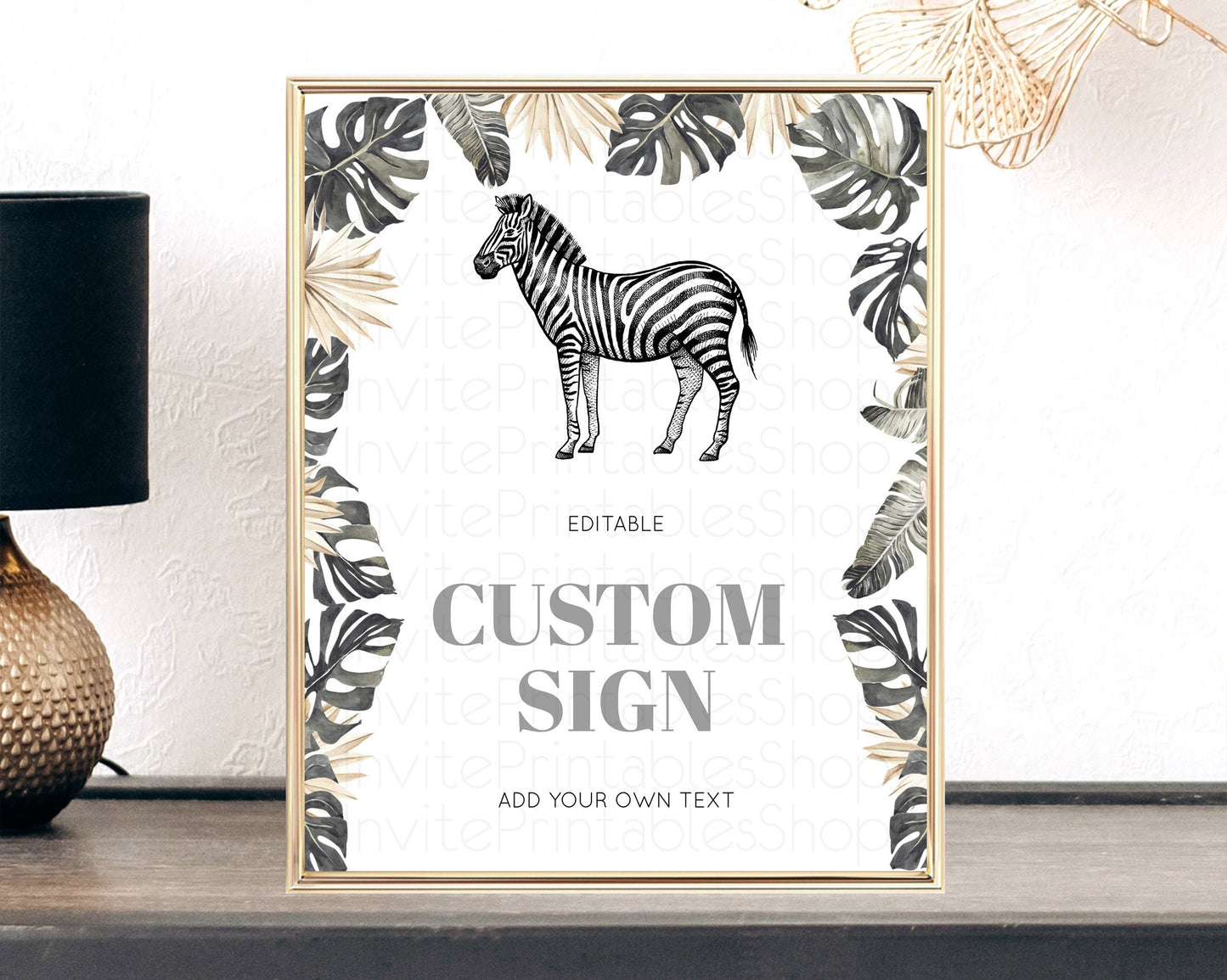 Zebra Sign Zebra Table Sign Decor Zebra Party Sign Template Safari Adventure Zebra Minimal Theme 1st Birthday Baptism Baby Shower D10824