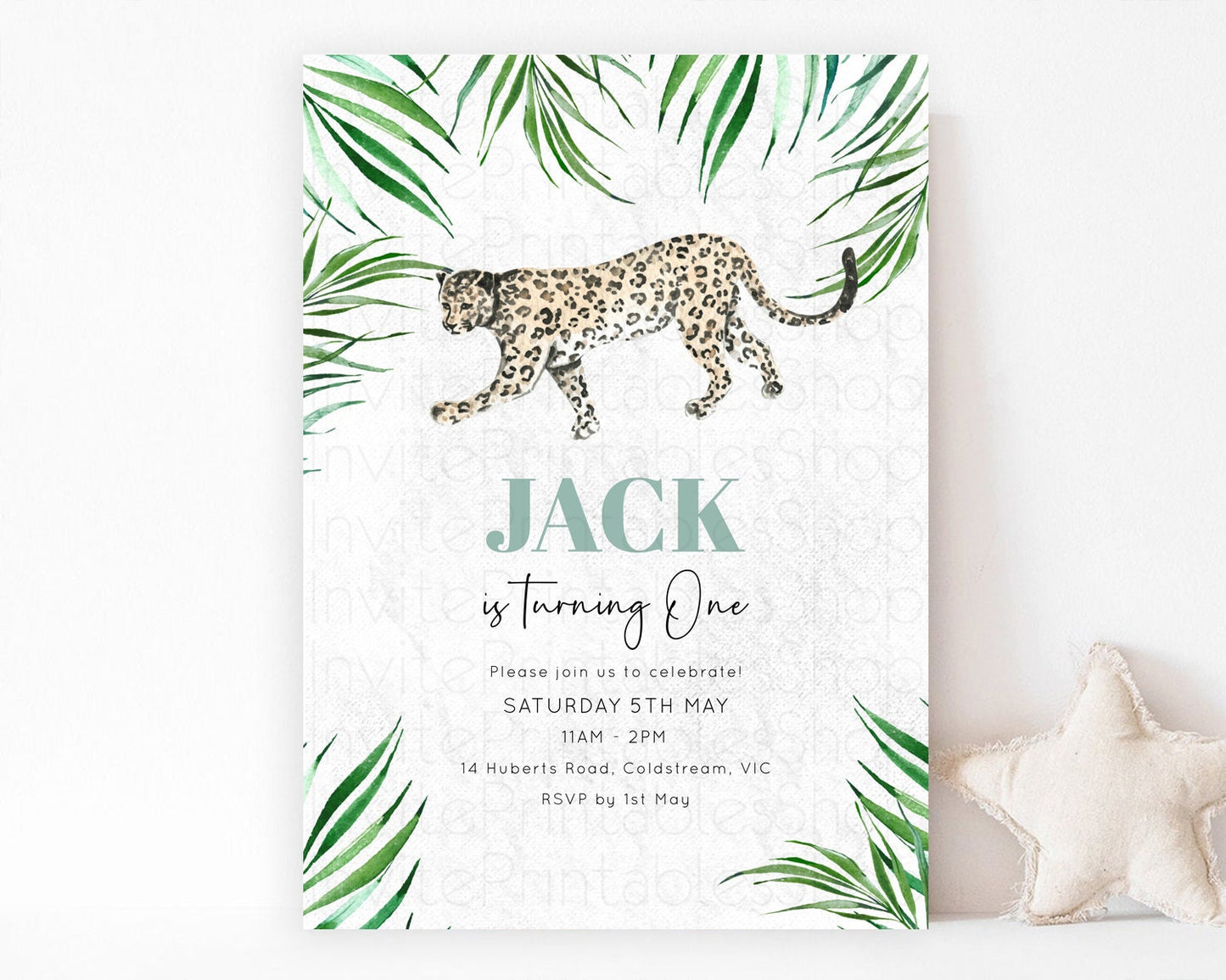 Cheetah Birthday Invitation Cheetah Invitation Cheetah Birthday Cheetah Safari Adventure Invite Cheetah Palm Leaf Invite Zoo Party D10382