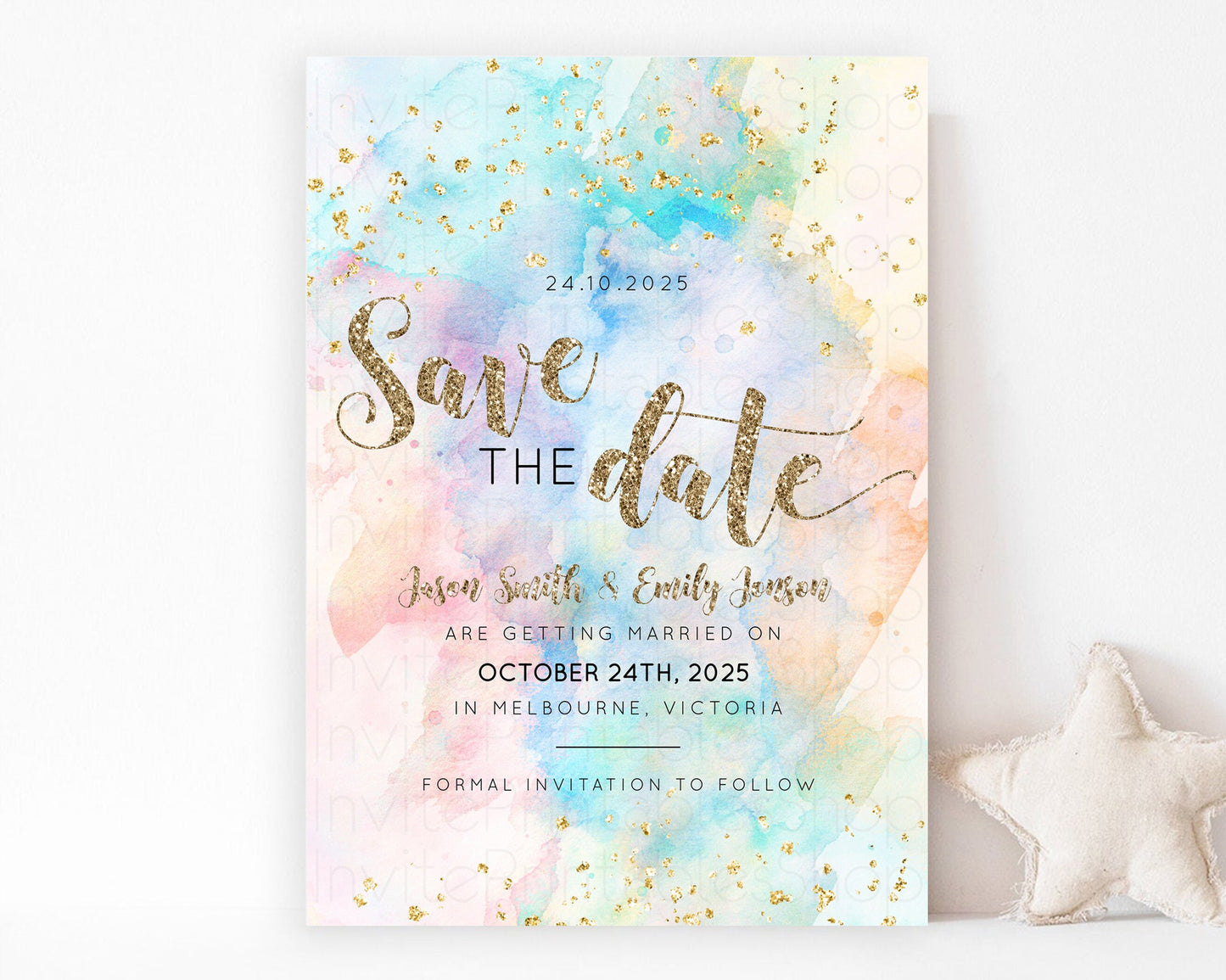 Pastel Save The Date Pastel Colors Save The Date Rainbow Colors Save The Date Ombre Invite Splash Wedding Engaged Baptism Christening 276