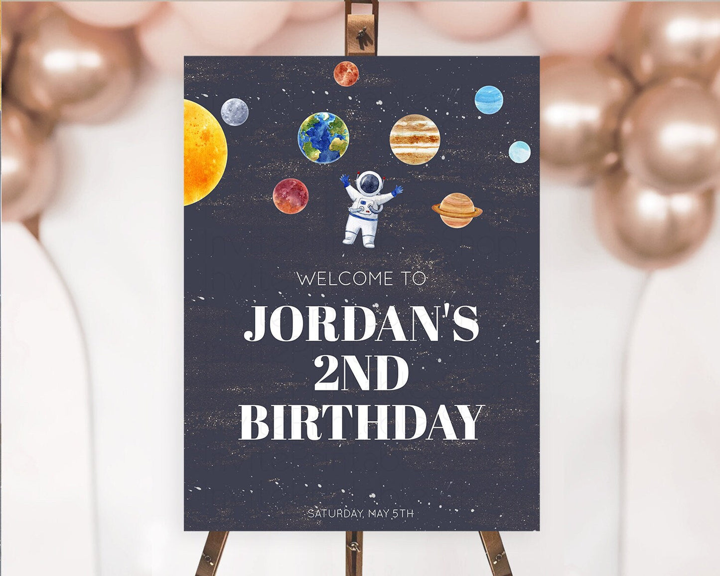 Space Birthday Welcome Sign Space Welcome Board First Trip Around the Sun Welcome Poster Planets Solar System ONE year Birthday Sign D10144
